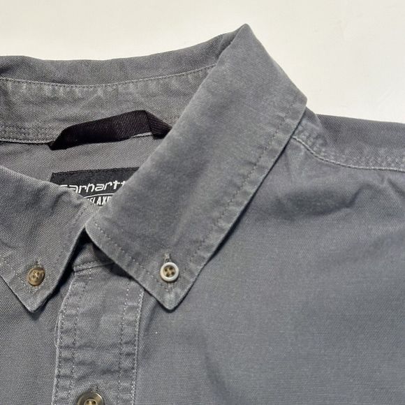 Carhartt Shirt Large Mens Long Sleeve Relaxed Fit Pocketed Western Grey Workwear - Picture 10 of 11